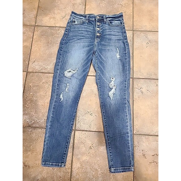 Kancan Jeans Womens Size 28 Skinny Distressed Cropped Jeans Womens Size 28 - Picture 2 of 10